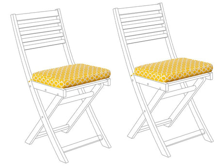 Set of 2 Outdoor Seat Cushions Yellow Geometric Pattern String Tied  UV Resistant Set Pad Beliani