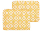 Set of 2 Outdoor Seat Cushions Yellow Geometric Pattern String Tied  UV Resistant Set Pad Beliani