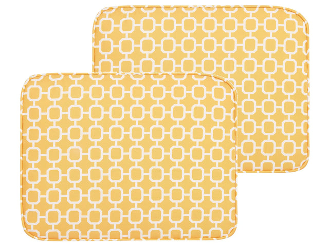 Set of 2 Outdoor Seat Cushions Yellow Geometric Pattern String Tied  UV Resistant Set Pad Beliani