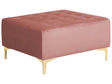 Ottoman Pink Velvet Tufted Fabric Modern Living Room Square Footstool Gold Legs Beliani