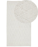 Area Rug Off-White Wool with Viscose 80 x 150 cm Rectangular Hand Woven Boho Beliani