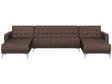 Corner Sofa Bed Brown Tufted Fabric Modern U-Shaped Modular 5 Seater with Chaise Lounges Beliani