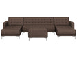 U-shaped Modular Sofa Brown Fabric Sleeping Function with Ottoman Tufted Beliani