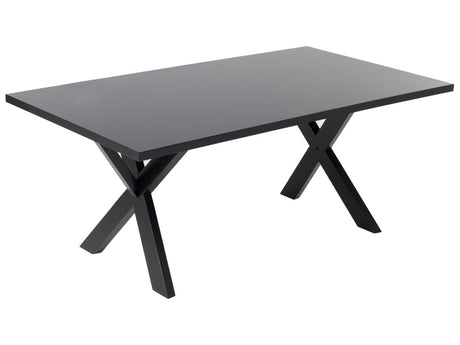 Dining Table Black Tabletop 180 x 100 cm X-cross Solid Wood Legs Kitchen Table Beliani