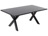 Dining Table Black Tabletop 180 x 100 cm X-cross Solid Wood Legs Kitchen Table Beliani