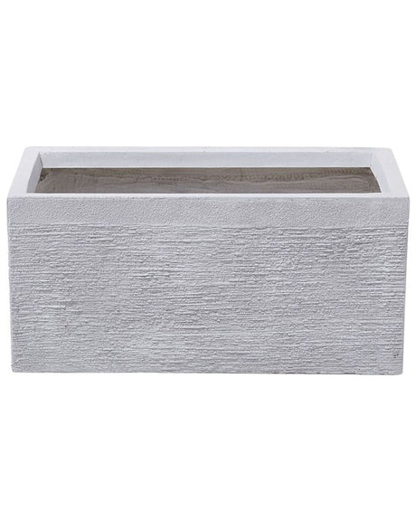 Plant Pot White Fibre Clay 50 x 23 x 24 cm Indoor Outdoor Rectangular Planter Beliani