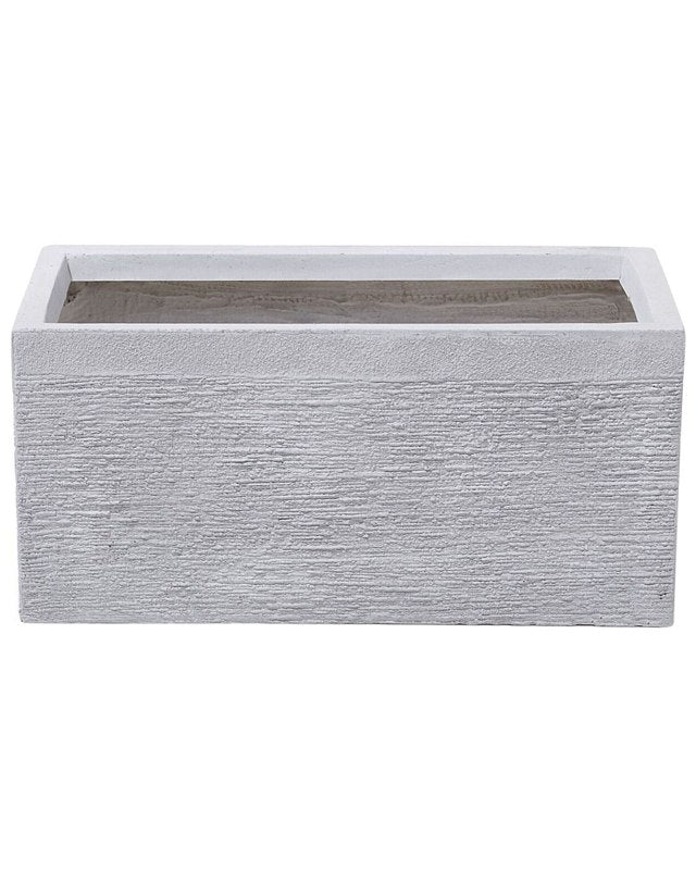 Plant Pot White Fibre Clay 50 x 23 x 24 cm Indoor Outdoor Rectangular Planter Beliani