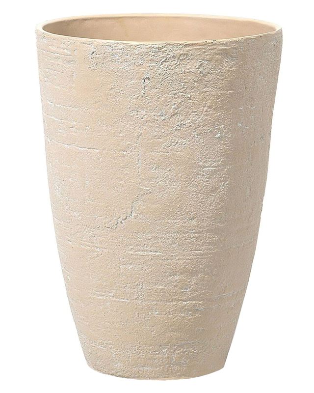 Plant Pot Beige Stone 43 x 43 x 60 cm Indoor Outdoor Beliani