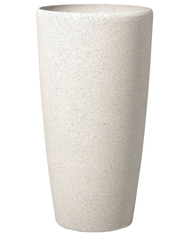 Plant Pot Beige Stone Tall Flower Planter 75 x ø 39 cm Modern Minimalistic Outdoor Indoor Decor Accessories Beliani