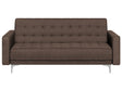 Sofa Bed Dark Brown Tufted Fabric Modern Living Room Modular 3 Seater Silver Legs Track Arm Beliani