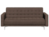 Sofa Bed Dark Brown Tufted Fabric Modern Living Room Modular 3 Seater Silver Legs Track Arm Beliani