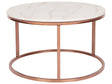 Coffee Table Beige with Copper Legs ø 70 cm Marble Effect Round Modern Beliani