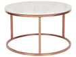 Coffee Table Beige with Copper Legs  70 cm Marble Effect Round Modern Beliani