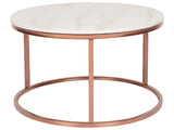 Coffee Table Beige with Copper Legs  70 cm Marble Effect Round Modern Beliani