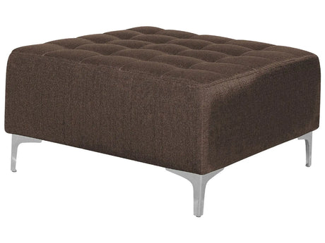 Ottoman Brown Tufted Fabric Modern Living Room Square Footstool Silver Legs Beliani