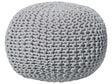 Pouf Ottoman Light Grey Knitted Cotton EPS Beads Filling Round Small Footstool 50 x 35 cm Beliani