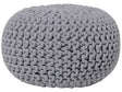 Pouf Ottoman Dark Grey Knitted Cotton EPS Beads Filling Round Small Footstool 40 x 25 cm Beliani