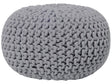 Pouf Ottoman Dark Grey Knitted Cotton EPS Beads Filling Round Small Footstool 40 x 25 cm Beliani