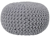 Pouf Ottoman Dark Grey Knitted Cotton EPS Beads Filling Round Small Footstool 40 x 25 cm Beliani