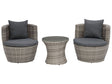 3 Piece Garden Bistro Set Grey Faux Rattan with Cushions Stacking Outdoor Modern Beliani