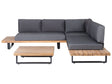 Corner Sofa Garden Set Grey and Light Wood 5 Seater Low Seat with Coffee Table Beliani