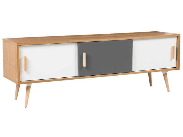 TV Stand Light Wood TV Up To 72 Recommended 2 Sliding Doors Cabinets Scandinavian Beliani