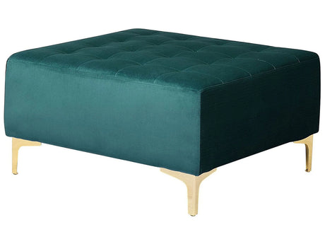 Ottoman Teal Velvet Tufted Fabric Modern Living Room Square Footstool Gold Legs Beliani