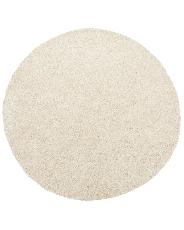 Shaggy Area Rug Beige 140 cm Modern High-Pile Machine-Tufted Round Carpet Beliani