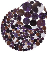 Round Rug Multicolour Purple Leather  140 cm Patchwork Hand Crafted Beliani