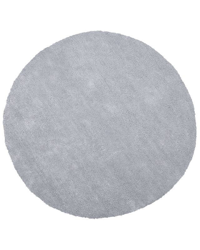 Shaggy Area Rug Light Grey 140 cm Modern High-Pile Machine-Tufted Round Carpet Beliani