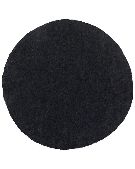 Shaggy Area Rug Black 140 cm Modern High-Pile Machine-Tufted Round Carpet Beliani