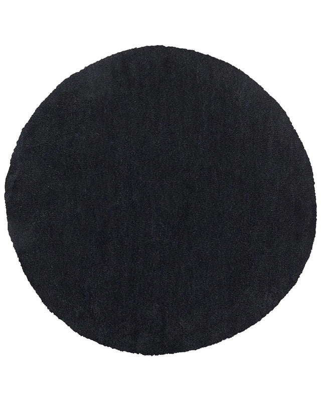Shaggy Area Rug Black 140 cm Modern High-Pile Machine-Tufted Round Carpet Beliani
