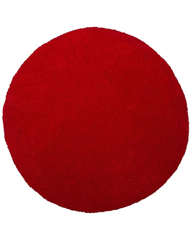 Shaggy Area Rug Red 140 cm Modern High-Pile Machine-Tufted Round Carpet Beliani