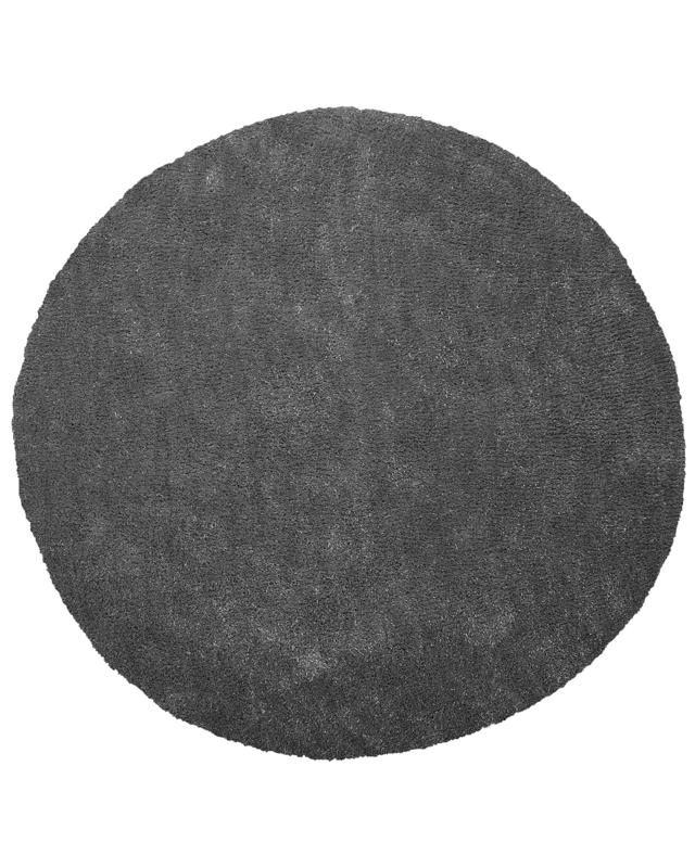 Shaggy Area Rug Dark Grey 140 cm Modern High-Pile Machine-Tufted Round Carpet Beliani