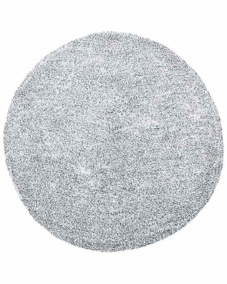 Shaggy Area Rug Grey Melange 140 cm Modern High-Pile Machine-Tufted Round Carpet Beliani