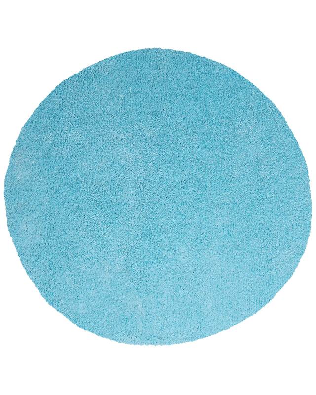 Shaggy Area Rug Blue 140 cm Modern High-Pile Machine-Tufted Turquoise Round Carpet Beliani