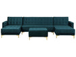 Corner Sofa Bed Teal Velvet Tufted Fabric Modern U-Shaped Modular 5 Seater with Ottoman Chaise Lounges Beliani