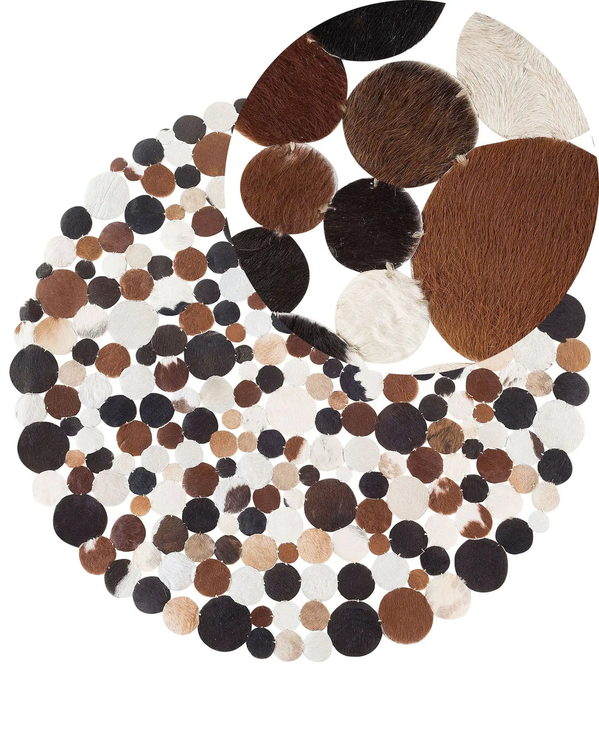 Round Rug Multicolour Leather  140 cm Patchwork Hand Crafted Beliani