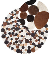 Round Rug Multicolour Leather  140 cm Patchwork Hand Crafted Beliani