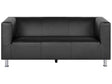 3 Seater Sofa Black Faux Leather Silver Metal Legs Contemporary Beliani