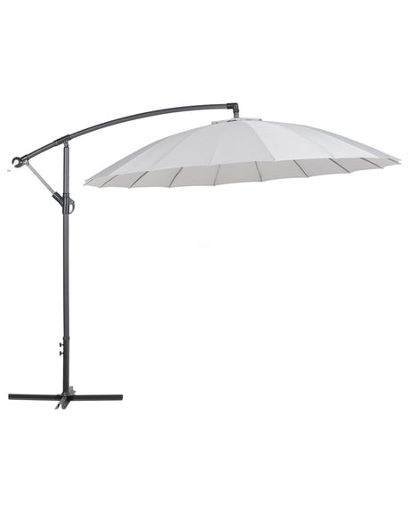 Cantilever Garden Parasol Light Grey Aluminium Frame Polyester Canopy 235 x 268 x 268 cm Adjustable Modern Design Outdoor Furniture Beliani