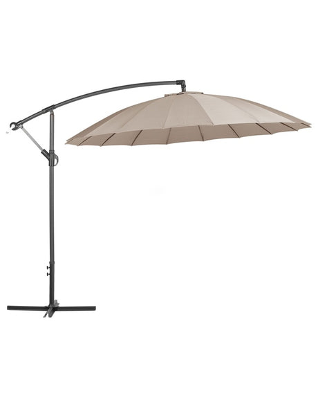 Cantilever Garden Parasol Sand Beige Aluminium Frame Polyester Canopy 235 x 268 x 268 cm Modern Design Outdoor Furniture Beliani