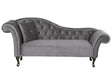 Chaise Lounge Grey Velvet Button Tufted Upholstery Left Hand Rolled Arms with Cushion Beliani