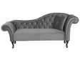 Chaise Lounge Grey Velvet Button Tufted Upholstery Right Hand Rolled Arms with Cushion Beliani