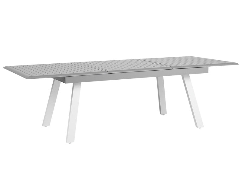 Garden Dining Table Grey and White Aluminium Extendable Weather Resistant Beliani