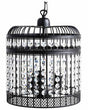 Pendant Ceiling Lamp Black Metal Cage Open Shade Faux Crystals Vintage Glamour Beliani