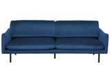 Sofa Dark Blue Velvet Fabric Black Legs 3 Seater Cushion Seat Modern Retro Style Beliani