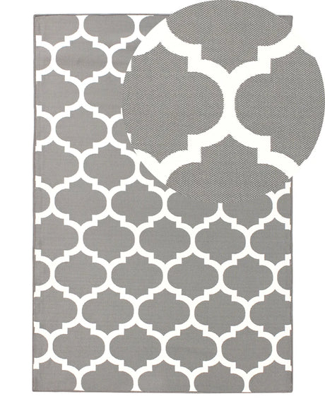 Area Rug Grey Fabric 140 x 200 cm Reversible Outdoor Indoor Moroccan Beliani
