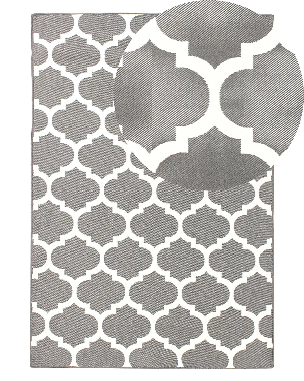 Area Rug Grey Fabric 140 x 200 cm Reversible Outdoor Indoor Moroccan Beliani