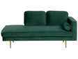 Chaise Lounge Emerald Green Velvet Upholstered Right Hand Orientation Metal Legs Bolster Pillow Modern Design Beliani